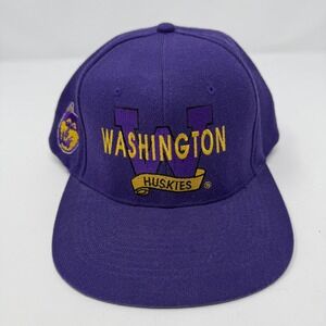Vintage Washington Huskies Hat Cap Snapback Mens Purple Gold NCAA Football 90s
